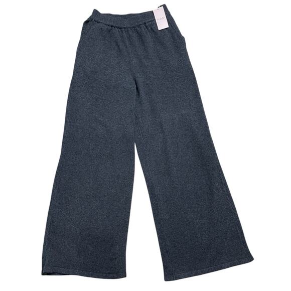 NWT Nap Pants Womens Small Charcoal Gray 100% Wool Wide Leg Lounge Lagenlook - Picture 1 of 8